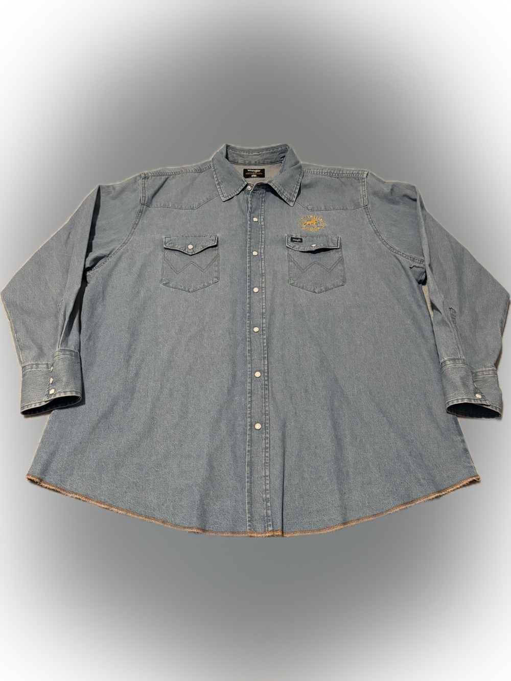 Wrangler‎ x Yellowstone Denim Western Shirt Pearl Snap Dutton Ranch Chore 2XL